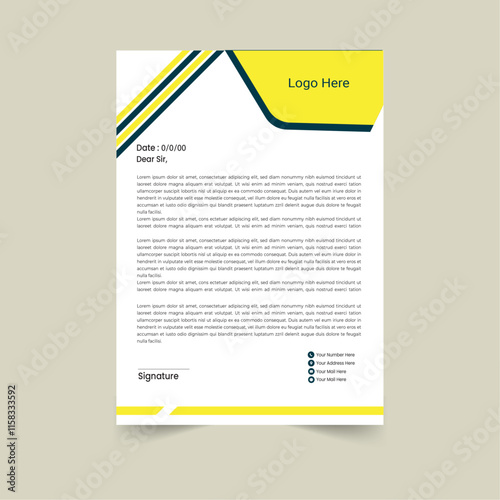Abstract Letterhead Design Modern Business Letterhead Design Template,Minimal Business Letterhead
