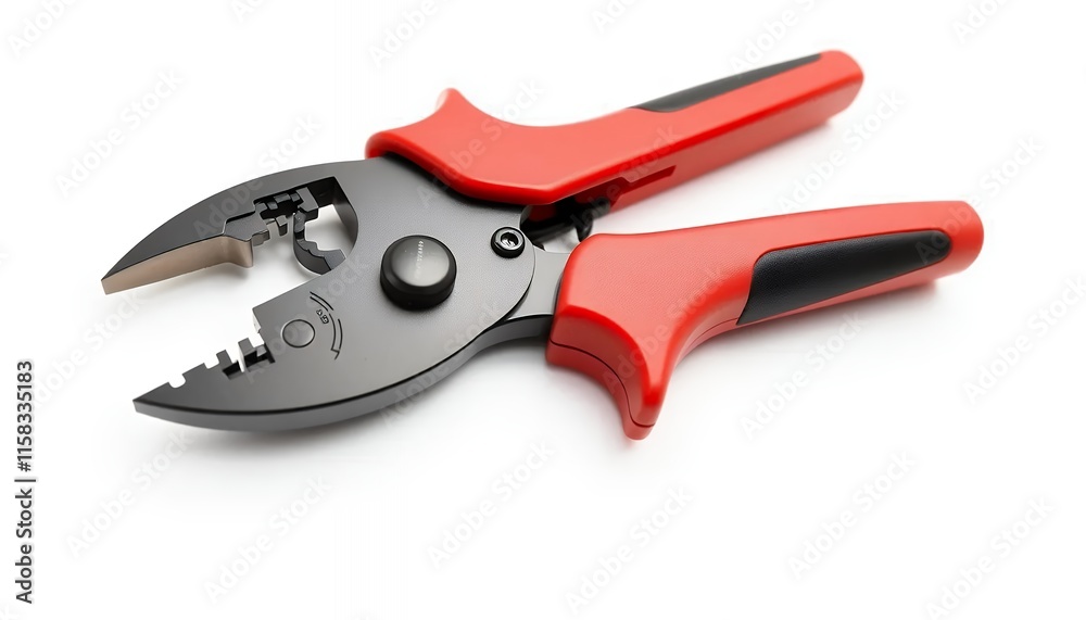 Fototapeta premium Red-handled Crimping Pliers - Precision Tool Close-up