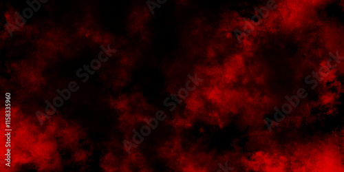 Red texture powder explosion cloud on black background, abstract dark glitter fire particles lights,  night sky with fluffy soft cloud, abstract red dust splattered on black background.