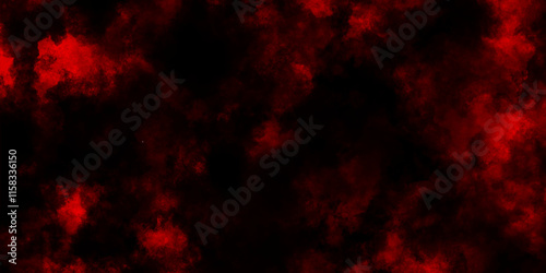 Red texture powder explosion cloud on black background, abstract dark glitter fire particles lights,  night sky with fluffy soft cloud, abstract red dust splattered on black background.