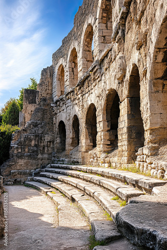 Ancient Roman amphitheater, representing historical architecture and engineering photo