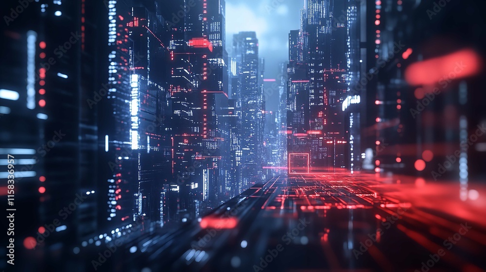 Modern City with Wireless Network Connection and Digital Infrastructure Modern City with Wireless Network Connection and Digital Infrastructure