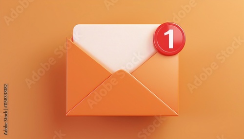 A vibrant orange envelope with a white flap and a notification badge indicating one new message.