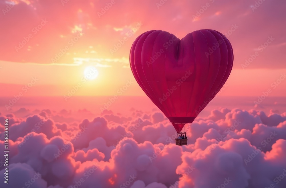 Fototapeta premium Heart-Shaped Hot Air Balloon