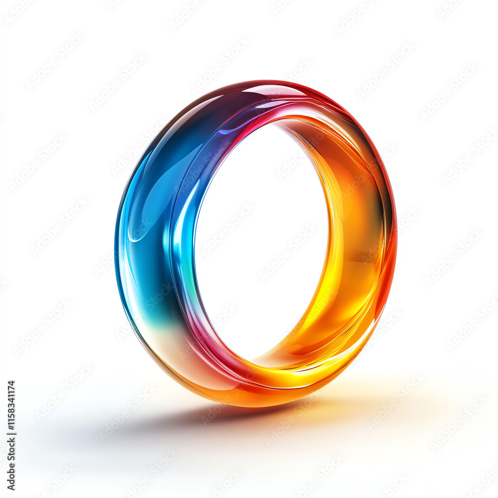 Colorful abstract ring design, smooth and glossy finish, isolated on a white background. Colorful abstract ring design, smooth and glossy finish, isolated on a white background.