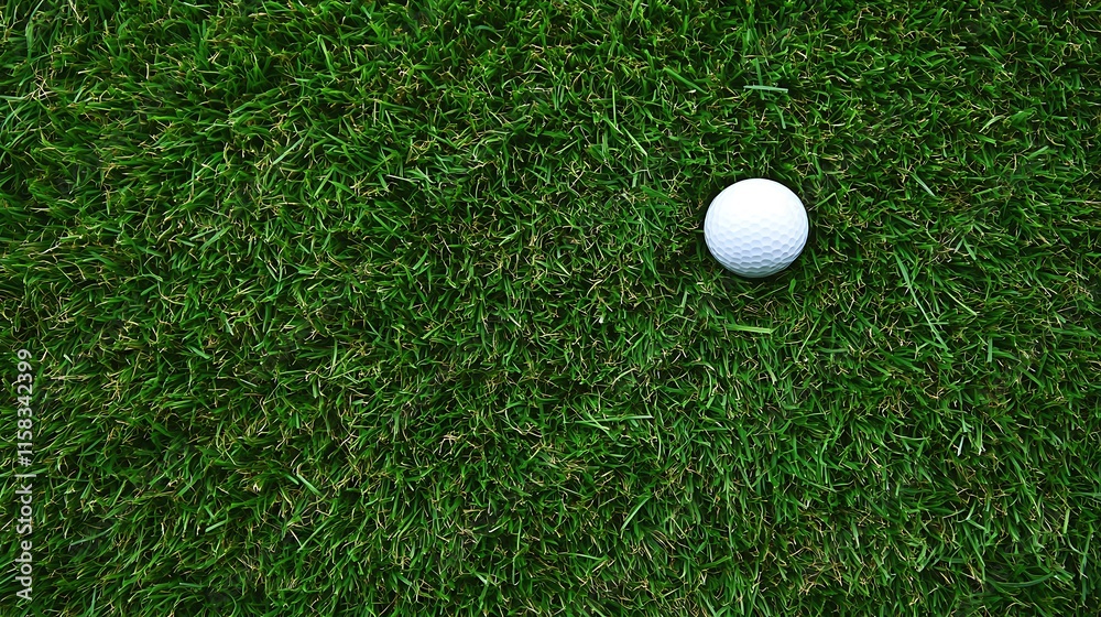 Golf ball on green grass with a serene background for a sporty atmosphere Golf ball on green grass with a serene background for a sporty atmosphere