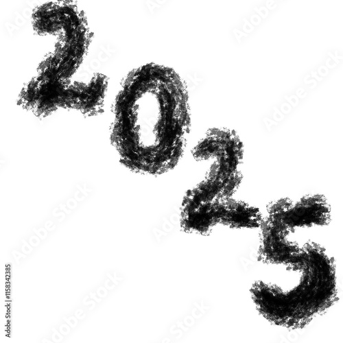 Happy new year black and white abstract on white color background with black brush