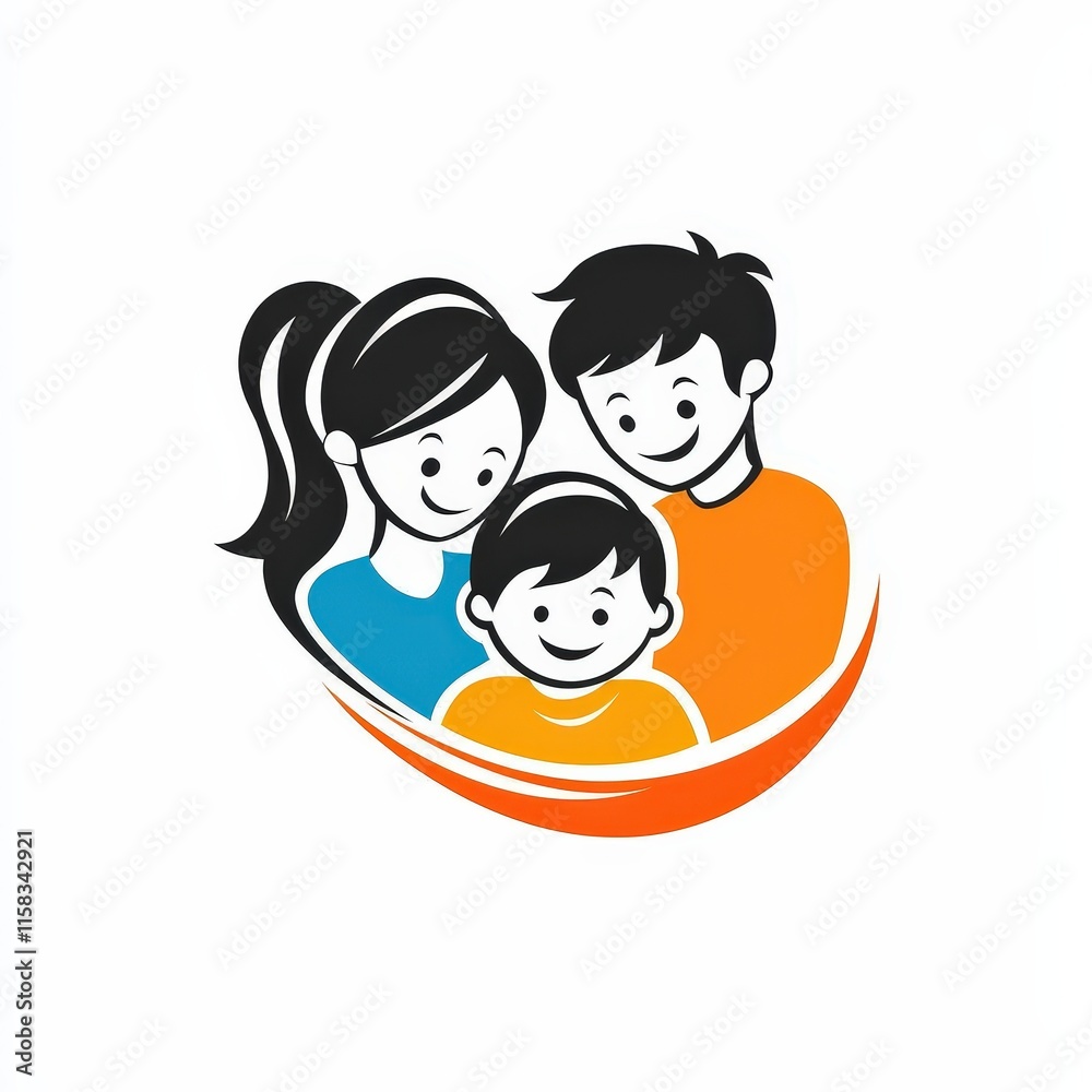 Design of happy family icon logo illustration isolated on white background Design of happy family icon logo illustration isolated on white background