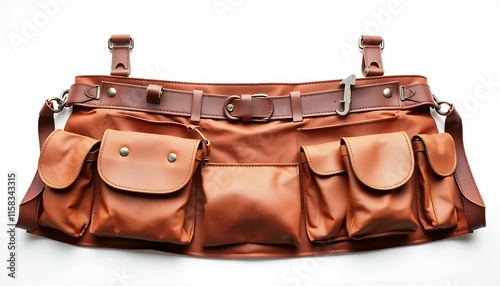 Rustic Brown Leather Tool Belt - Multi-pocket Utility Bag