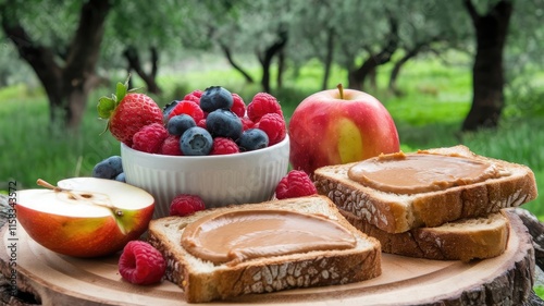 Healthy Organic Breakfast with Fresh Fruits