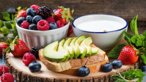 Healthy Organic Breakfast with Fresh Fruits