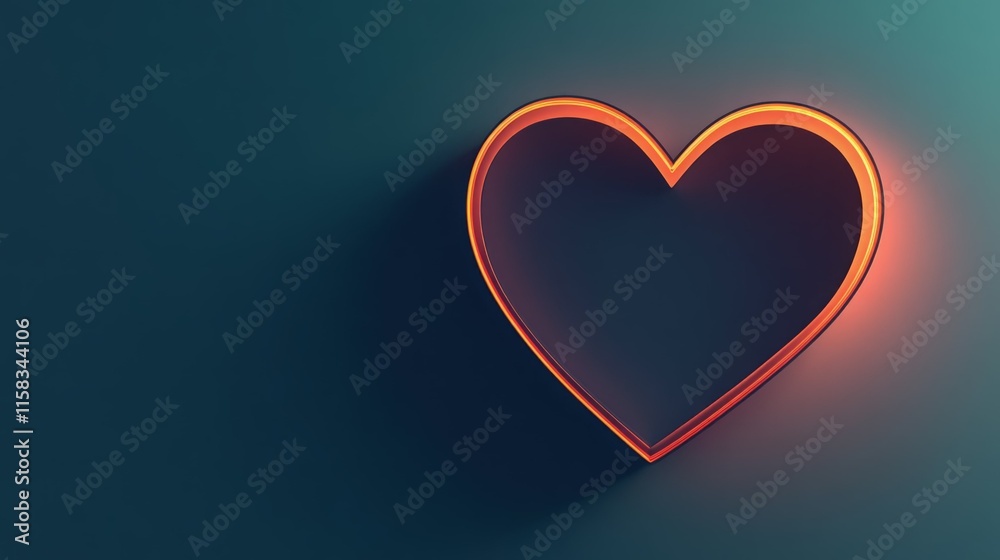 Glowing heart shape against a dark teal background. Glowing heart shape against a dark teal background.
