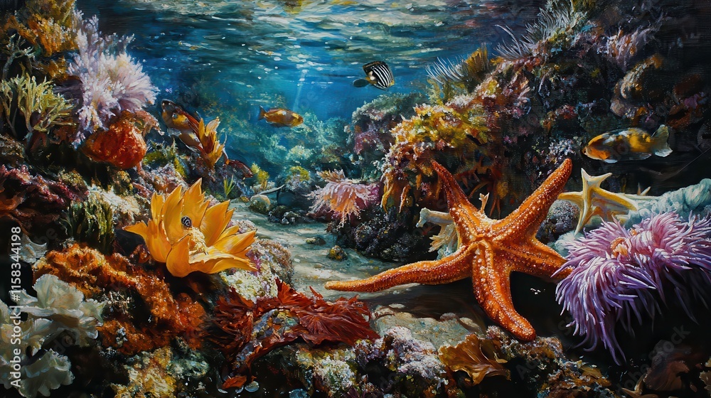 Vibrant Marine Life in Tidal Pools Under Natural Light Vibrant Marine Life in Tidal Pools Under Natural Light