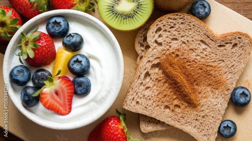 Healthy Organic Breakfast with Fresh Fruits