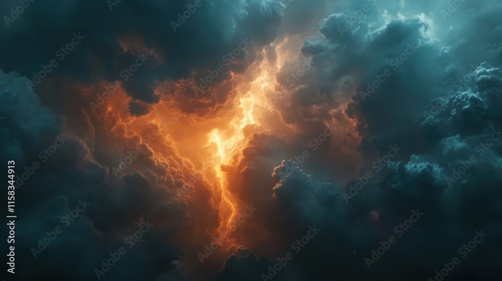 Fototapeta premium Glowing Rays Breaking Through Storm Clouds