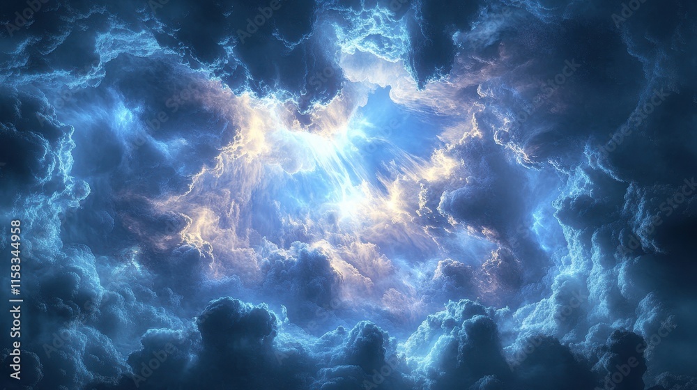 Fototapeta premium Light Rays Streaming Through Stormy Clouds