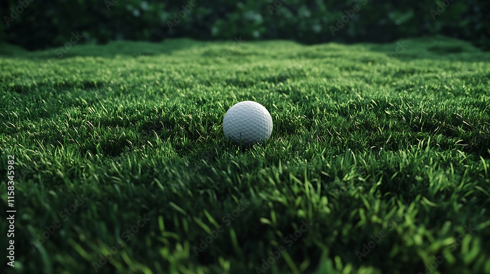 Focused shot of a single golf ball in the center of a grassy field Focused shot of a single golf ball in the center of a grassy field