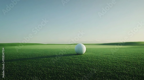 Obraz na płótnie Isolated golf ball on smooth grass field with a natural gradient backdrop w salonie