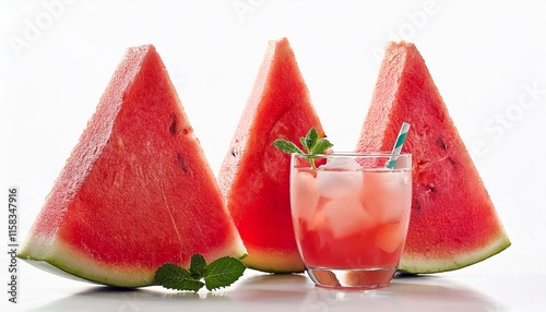 Frozen watermalon drink white background, fresh, healthy