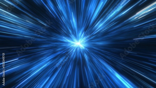 Abstract blue light streaks radiating from a central point, creating a dynamic, fast-paced effect.