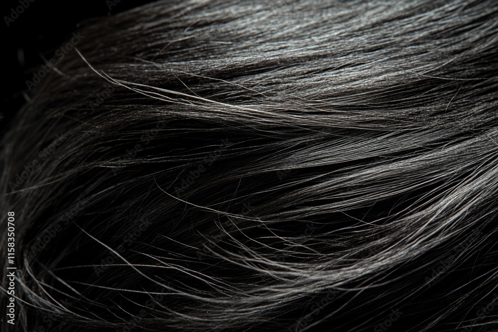 Close-up of shiny, dark brown hair strands, smooth texture, elegant, healthy. Close-up of shiny, dark brown hair strands, smooth texture, elegant, healthy.