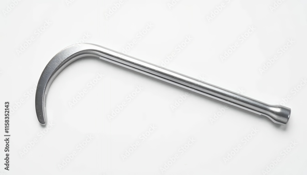 Silver Hooked Tool - Minimalist Industrial Design
