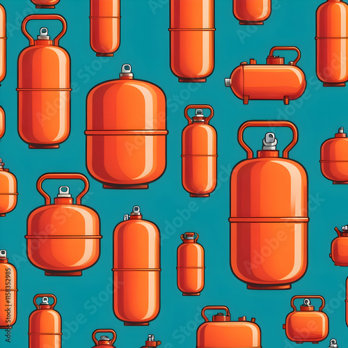 Cartoon propane gas cylinder icon or logo. Vector gas cannister symbol. LPG tank or container. Propane, methane bottles. Fuel storage bottle. For holiday, camper, caravan, camping, tent. Gas cooking photo