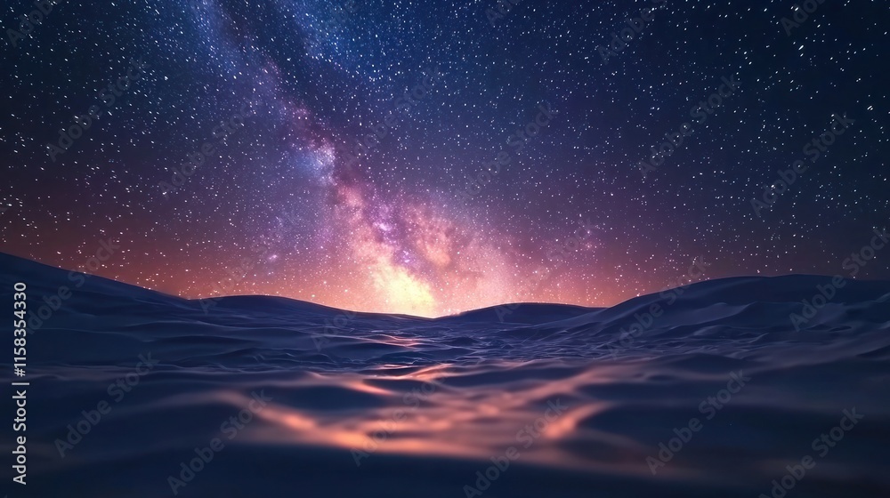 Fototapeta premium A serene night scene showcasing the Milky Way above a tranquil ocean landscape.