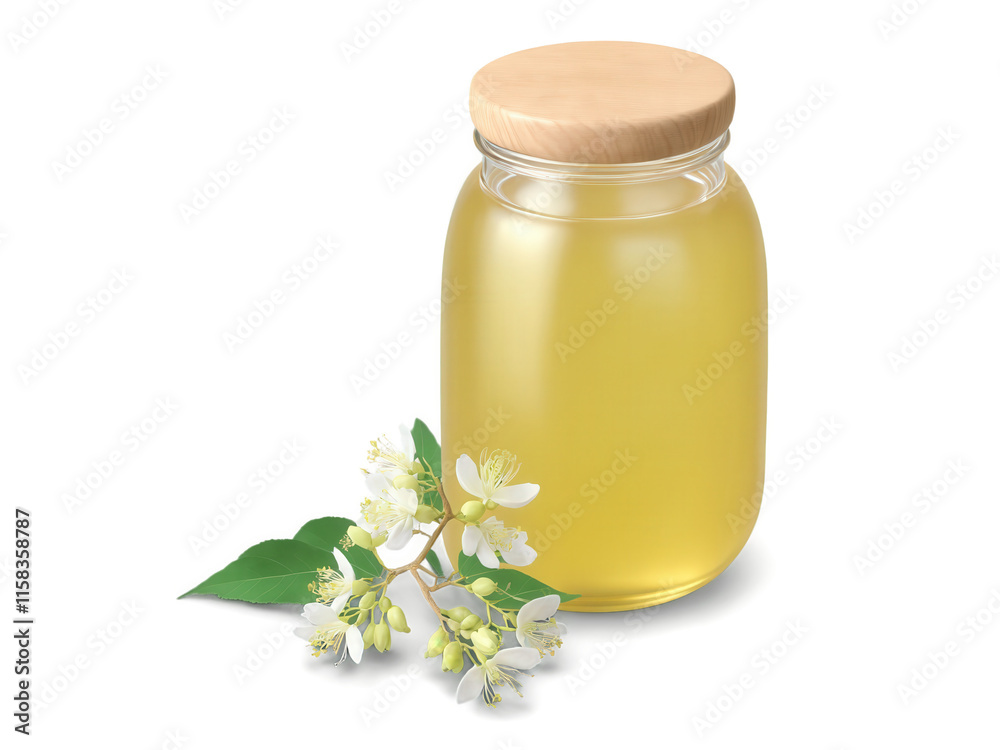 Acacia Honeydew (Robinia pseudoacacia) Pale, light honeydew honey from acacia trees, clear and mild, with the acacia flowers placed beside Acacia Honeydew (Robinia pseudoacacia) Pale, light honeydew honey from acacia trees, clear and mild, with the acacia flowers placed beside