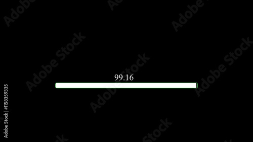Loading bar file downloading progress icon transfer 99 percent, on black background 4k illustration.