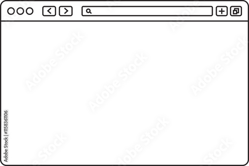 Browser window icon in line style. Design template with browser window for website and mobile app device. Internet page concept for desktop and smartphone vector isolated on transparent background.
