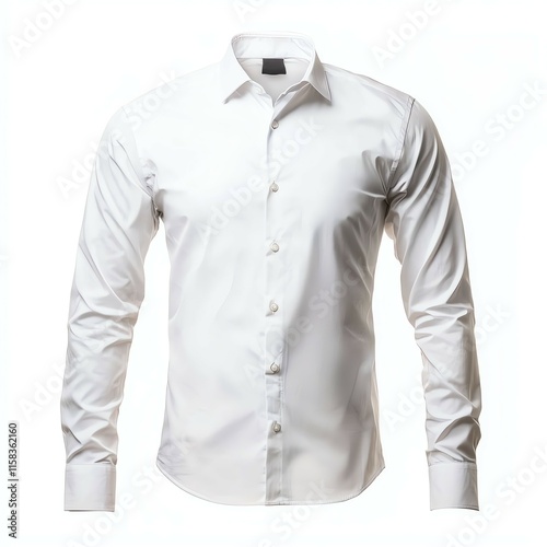 Obraz na płótnie A classic white buttonup shirt with long sleeves Isolated on white background w salonie