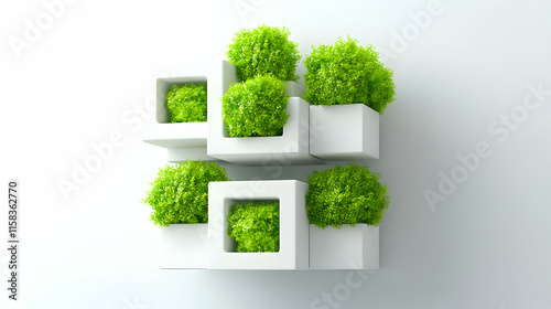 3D Wall Planter Illustration Green Plants photo