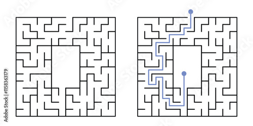 Labyrinth Maze Game for Children Worksheet with Solution 