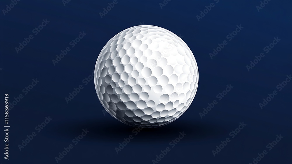 Realistic golf ball on a smooth dark blue background with clean lighting Realistic golf ball on a smooth dark blue background with clean lighting