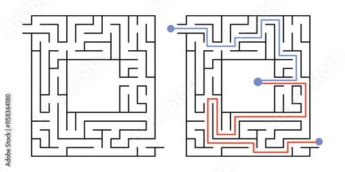 Labyrinth Maze Game for Children Worksheet with Solution 