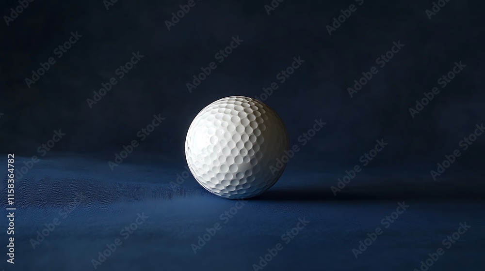 Stylish golf ball displayed prominently on a deep dark blue background Stylish golf ball displayed prominently on a deep dark blue background