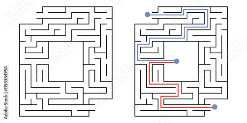 Printable Labyrinth Mazes for Children with Keys