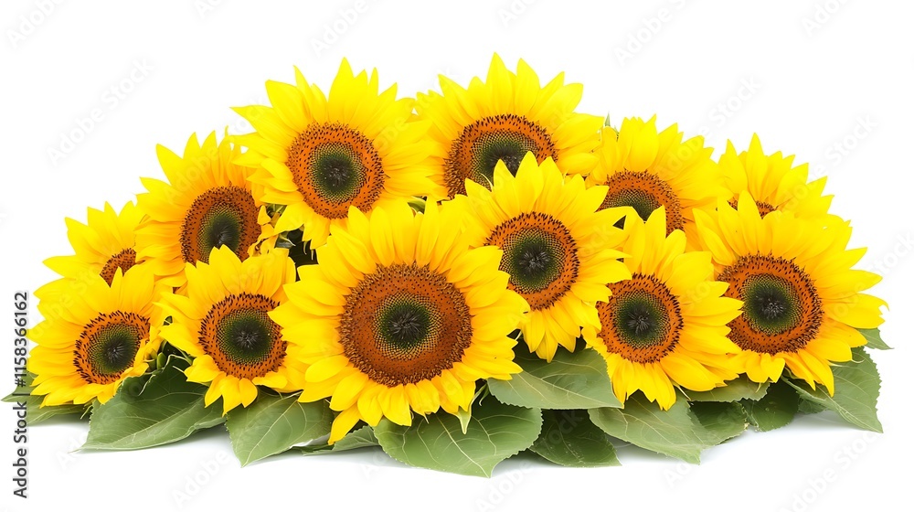 Fototapeta premium a sunflower with green leaves