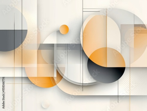 Abstract Geometric Art with Circles and Lines in Yellow, Black, and White Tones