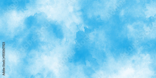 abstract watercolor background with a soft gradient,  blurred and grainy Blue powder explosion on white background, colorful beautiful sky colour light background with white clouds, 