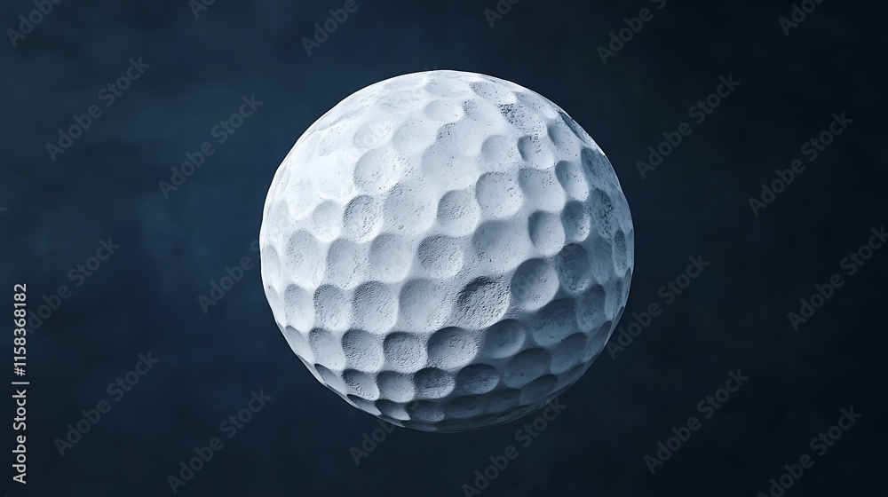 Textured golf ball isolated on a bold dark blue background Textured golf ball isolated on a bold dark blue background