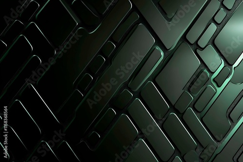 Close-up of a futuristic circuit board design illuminated by green neon lights, showcasing intricate technology and innovation.
