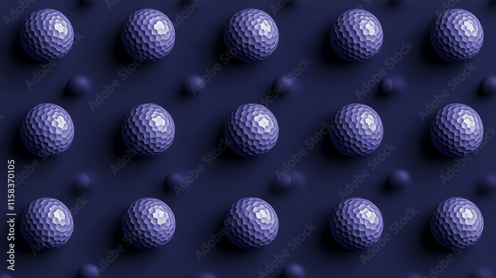Elegant and sharp golf ball displayed on a seamless dark blue background Elegant and sharp golf ball displayed on a seamless dark blue background