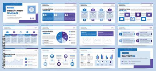 Modern presentation slide templates. Infographic elements template set for web, print, annual report brochure, business flyer leaflet marketing and advertising template. Vector Illustration.