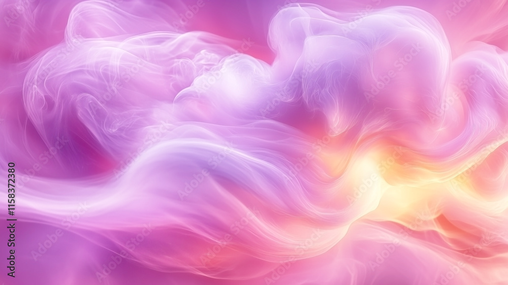 Abstract Pink and Purple Swirls With Ethereal Fluid Shapes and Warm Glow Background