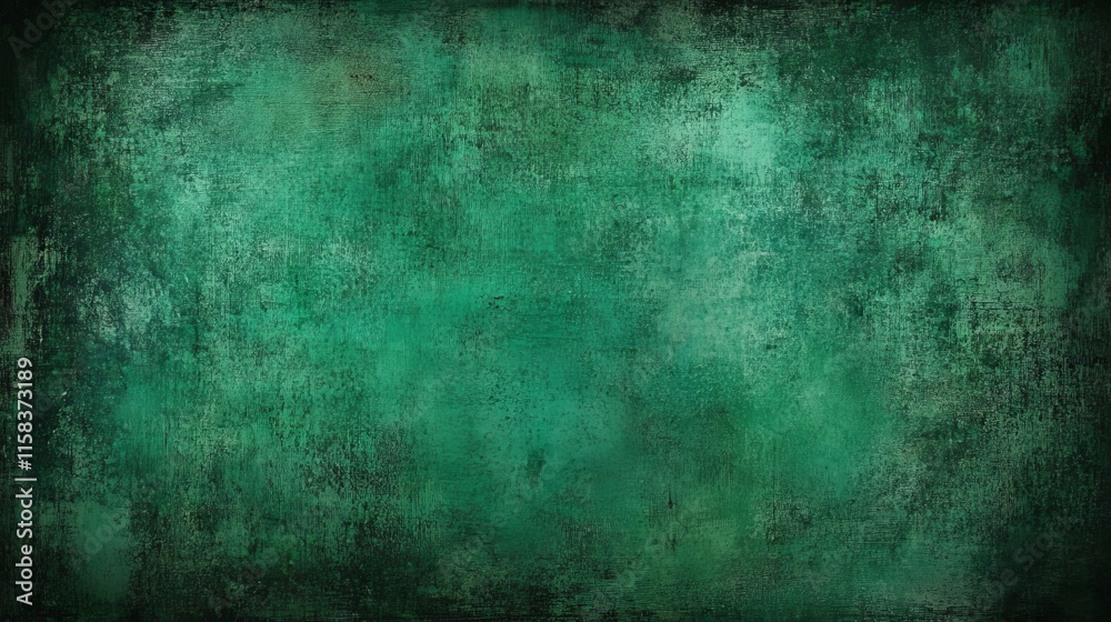 Elegant dark emerald green background with black shadow border and vintage grunge texture design for artistic or decorative projects