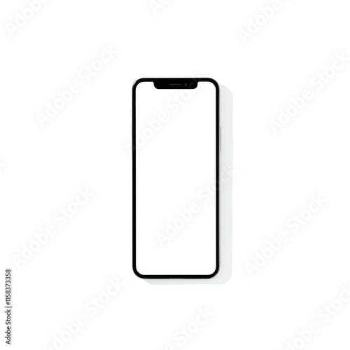 A sleek smartphone isolated on a plain white background, white display
