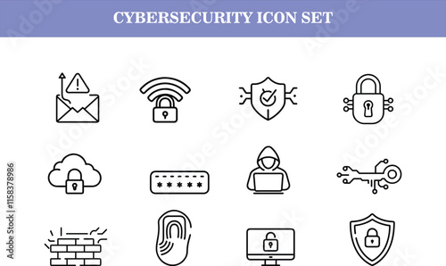 Vector cybersecurity icon set