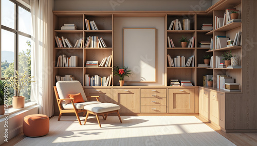 Wallpaper Mural Elegant and cozy reading space with natural light and minimalist decor, photorealistic of interior design concept. Torontodigital.ca